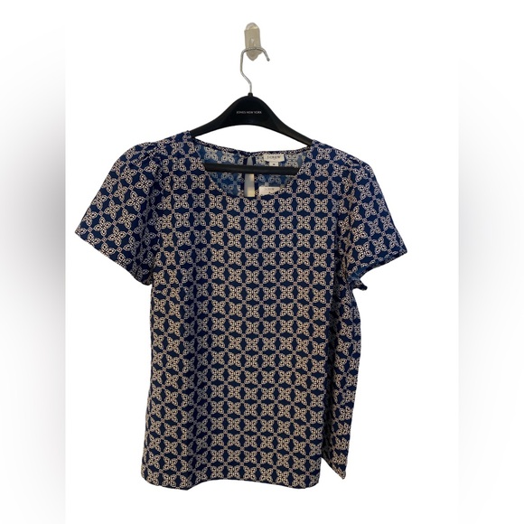 J. Crew Tops - J. Crew Blue & White Geometric Top